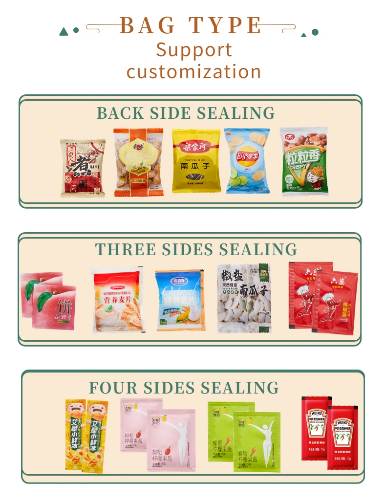 Automatic Granule Dry Fruit Nut Bean Seed Dried Leaves Sugar Chocolate Potato Chip Popcorn Snack Food Vffs Vertical Packing Packaging Machine